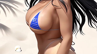 cartoon Indian desi girls bikini on beach (Ai models)