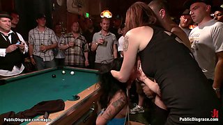 Bound hot slut fucked in pool bar