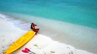 Massive juggs brunette fatty strips and jerks solo