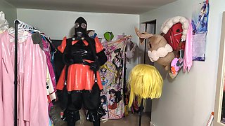 vinyl Halloween Sundress and Casual Gasmask Breathplay