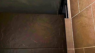 Rough fucking of my neighbor in the bathroom after fixing