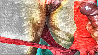 XXX Cartoon. My Housekeeper Helps Me with My Handjob. Cumming on Her Big Clit and Her Red Panties.