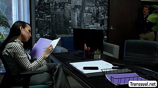 Thirsty trouser snake TRANSSEXUAL culo poked by her co employee