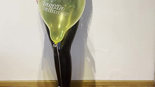 Looner Girl Pops Out 4 Balloons in Cute Outfit and Kitty Latex Mask