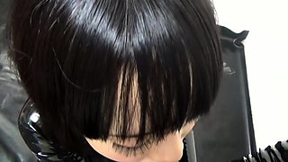 two women fetish latex asslicking and anal mff