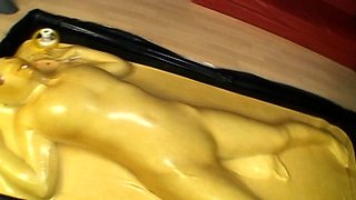 two women fetish latex asslicking and anal mff