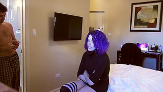 Amateur video of pruple haired roommate Violet getting fucked