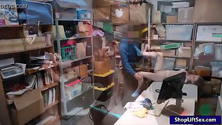 Very tight thief pounded by LP officer in the back office
