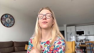 Platinum-blonde, dominant woman, podcast