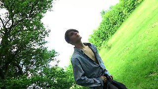 Cute slim boy Owen Wyatt with huge big uncut cock