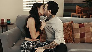 Slender beauty gets hard rammed by lover with extra large dick