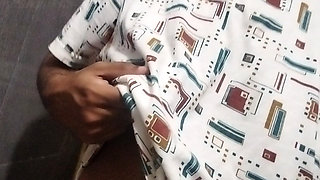 Busty Indian babe playing with her boobs and pussy while peeing