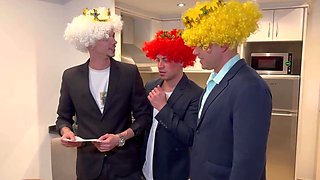 3 Wise Men grant me a wish. Double penetration with deep throats and a lot of milk