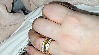 Step mom hand slip into step son dick without shame