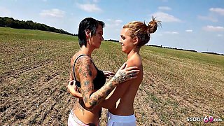 German MILF Couples Outdoor FFM Roleplay with Teen