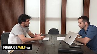 Stepson had enough of his moocher step-mother & wooed step-father she is to be their freeuse porn puppet