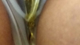 Pissing in sheer panties