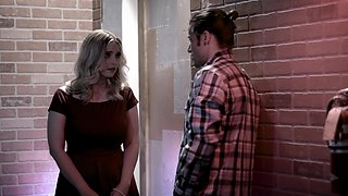 Erotic couch sex for a big booty blonde MILF with insane jugs