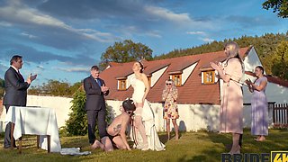 A hot bride is getting fucked by her husband in public