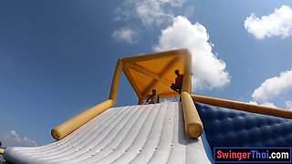 Asian GF waterpark fun then sex at home