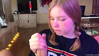 Russian Teen Schoolgirl Yuiwoo Gently Sucks Big Cock & Swallows Cum POV