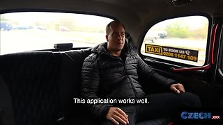 Czech xxx - hot blonde cab driver with hugh melons gets Pussy Licking ejaculations