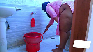 When Hot Friend's Wife Clean Her Bathroom the Husband's Friend Enter Here and Give Her Romantic Anal Fuck