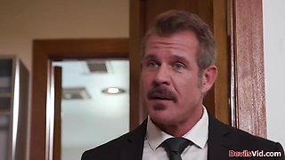 Ebony bride welcomed by stepfather in laws white immense trunk