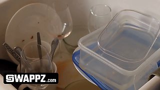 Overwhelmed step mother catches her stepson and his homie taking turns to eat their teacher\u2019s vagina