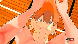 Car Toon In Haikyuu Yaoi - Hinata Sucks Kageyamas Dick Until He Cums In His Mouth With Pov