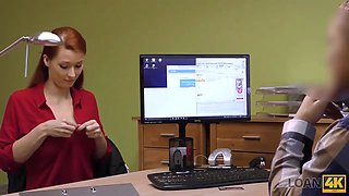 Loan4k. redhead with massive jugs has porno for cash with loan agent