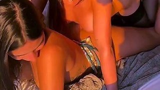 Two sexy amateur brunette lesbian babes making out