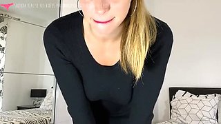 Blonde French Domina in Tight Black Dress JOI & Handjob - No Panties Femdom