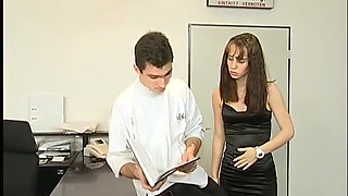 Young brunette secretary pussy licked and fucked in the office