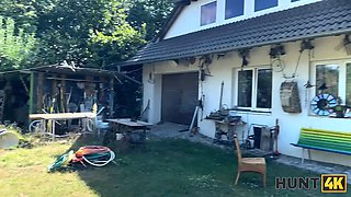 Hunt4k. luxurious handywoman fanta sie was tempted by a rich hunter and screwed in his backyard