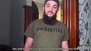 Stepmom Halloween Creampie - Hot MILF Fingering Orgasm in Bed with Stepson