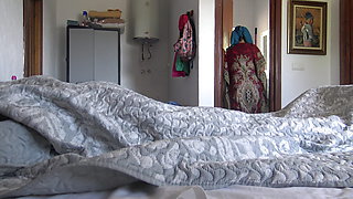 This Turkish granny is SHOCKED !!! I take out my big cock in front of her.