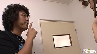 Japanese Babe Gets Her Pussy Shaved By A Guy Before Having A Masturbation Session In The Toilet