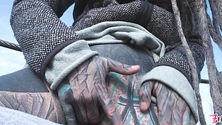 Tattoo Couple Catched While Wild Sex on a Ruine
