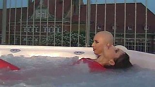 Blonde getting spanked by brunette