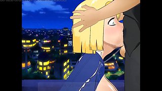 Android 18 feeds a big cock with her throat - Pte