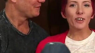 Hairy redhead banged in her pussy