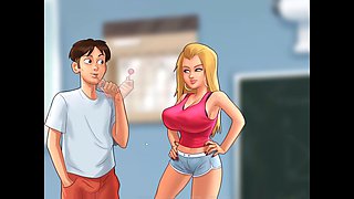 Summertime Saga gameplay featuring a hot college girl and tons of fun in the bathroom