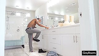 Horny Roommate Twink Swallows Bbc In The Shower