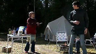 Japanese Asian mature giving blowjob to lucky guy