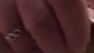 Chubby old woman uses toilet brush to masturbate