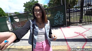 Girl With Glasses Gets Screwed In The Pound Bus