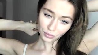 Beautiful teen brunette Jessica Sinn masturbates