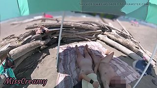 Exhibitionist Wife Gives Risky Handjob on Nudist Beach - Amateur MILF & Big Cock Public Cumshot