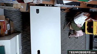 Petite red haired teen thief screwed in doggy-style by mall guard - teenrobbers.com